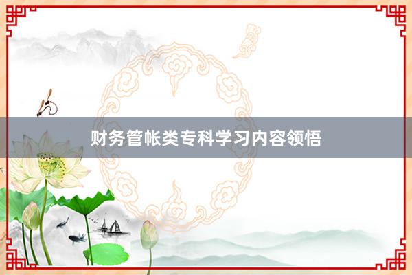 财务管帐类专科学习内容领悟